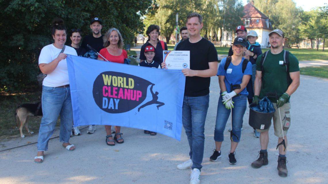 Glückliche Gesichter beim World Cleanup Day 2023, Quelle: Stadt Bamberg, Michael Memmel