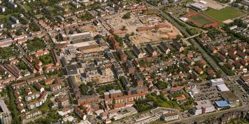 Der Lagarde-Campus im Juli 2024 aus der Vogelperspektive, Quelle: Stadt Bamberg, Luftbild - Hajo Dietz