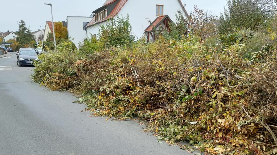 Das lose Ablegen riesiger Grüngut-'Berge' ist nicht zulässig! Quelle: Bamberg Service