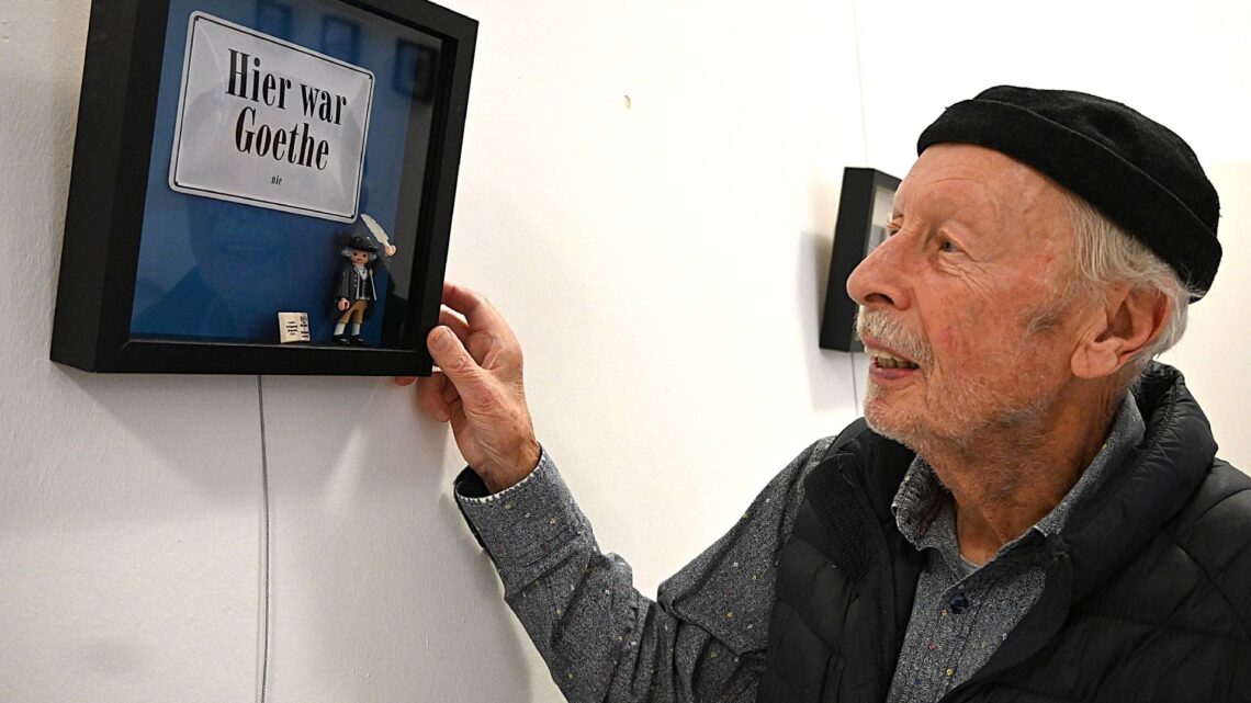 Peter W. Gruber macht mit seinen Objekt-Kästen aus
Alltagsfunden Kunst. Seine dreidimensionalen Collagen sind bis 20. Dezember
2024 im Rathaus am Maxplatz zu sehen. Quelle: Stadt Bamberg, Sebastian Martin