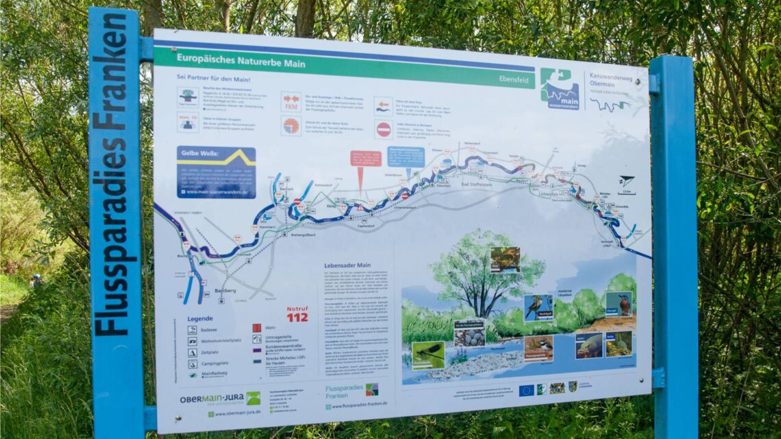 Infotafel des Kanuwandersweges Obermain. Quelle: Flussparadies Franken