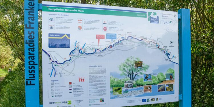 Infotafel des Kanuwandersweges Obermain. Quelle: Flussparadies Franken