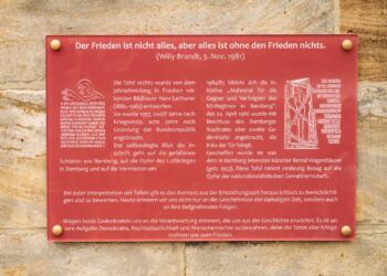 Die neue Erklärtafel an der Unteren Brücke. Quelle: Stadtarchiv Bamberg, Jürgen Schraudner