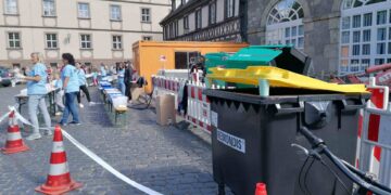 Die Becher beim Weltkulturerbelauf wurden
gesammelt und dem Recycling zugeführt. Quelle: Jutta Neuner, Klima- und Umweltamt