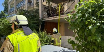 Einsatzbild vom Balkonbrand am 20.06. Quelle: Feuerwehr Bamberg