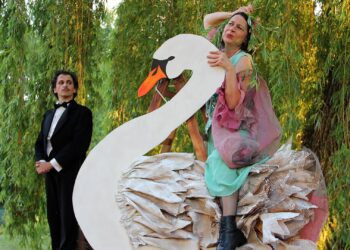 Ursula Gumbsch und Martin Habermeyer in 'Mein lieber Schwan'. Quelle: TiG Bamberg, Werner Lorenz