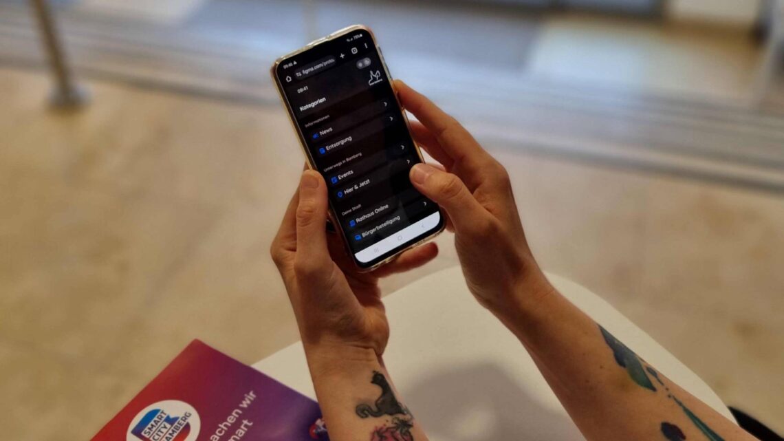 Entwurf der Bamberg-App zeigt verschiedene
Funktionen. Quelle: Smart City Bamberg