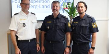 v. l. n. r.: Polizeidirektor Alexander Streng, Polizeirat Daniel Hartmann, Polizeioberkommissar Oliver Strickroth. Quelle: Polizeiinspektion Bamberg-Land