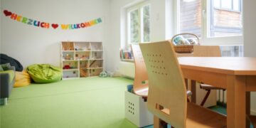 Das Erdgeschoss der ehemaligen Hausmeisterwohnung neben der Grundschule im Hain bietet nun Platz für die Betreuung von 22 Kindern. Quelle: Stadt Bamberg, Sonja Seufferth