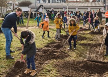 Mit den Fördermitteln von „MitMachKlima“ wurden die
unterschiedlichsten Maßnahmen unterstützt wie zum Beispiel Baumpflanzungen am Heidelsteig. Quelle: Stadt Bamberg, Sonja Seufferth