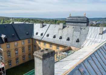 Der Konventbau in der ehemaligen Klosteranlage St.
Michael wird derzeit einer Generalsanierung unterzogen. Quelle:  Bürgerspitalstiftung, Lara Müller