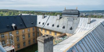 Sanierung des Konventbaus am Michaelsberg auf der Zielgeraden 14 Der Konventbau in der ehemaligen Klosteranlage St.
Michael wird derzeit einer Generalsanierung unterzogen. Quelle: Bürgerspitalstiftung, Lara Müller