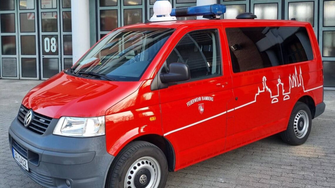 Eine mobile Sirene auf einem Einsatzwagen wird am Warntag, 12. März 2026, getestet. Quelle: Stadt Bamberg, Michael Hoh