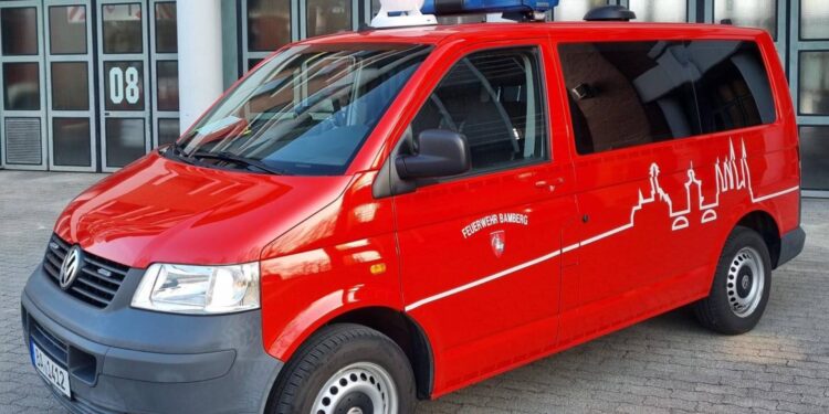 Eine mobile Sirene auf einem Einsatzwagen wird am Warntag, 12. März 2026, getestet. Quelle: Stadt Bamberg, Michael Hoh