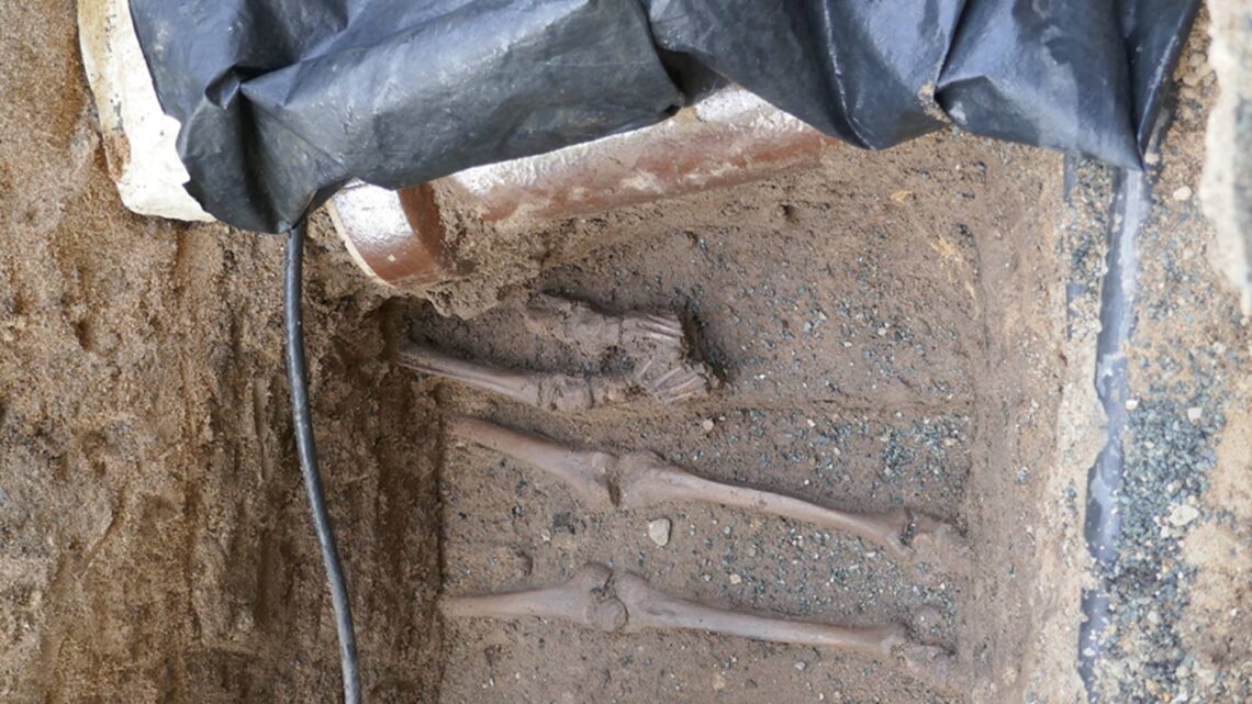 Menschliche Überreste weisen darauf hin, dass sich am heutigen
Maximiliansplatz einst ein Friedhof befunden hat. Foto: Stadt
Bamberg, Dr. Stefan Pfaffenberger