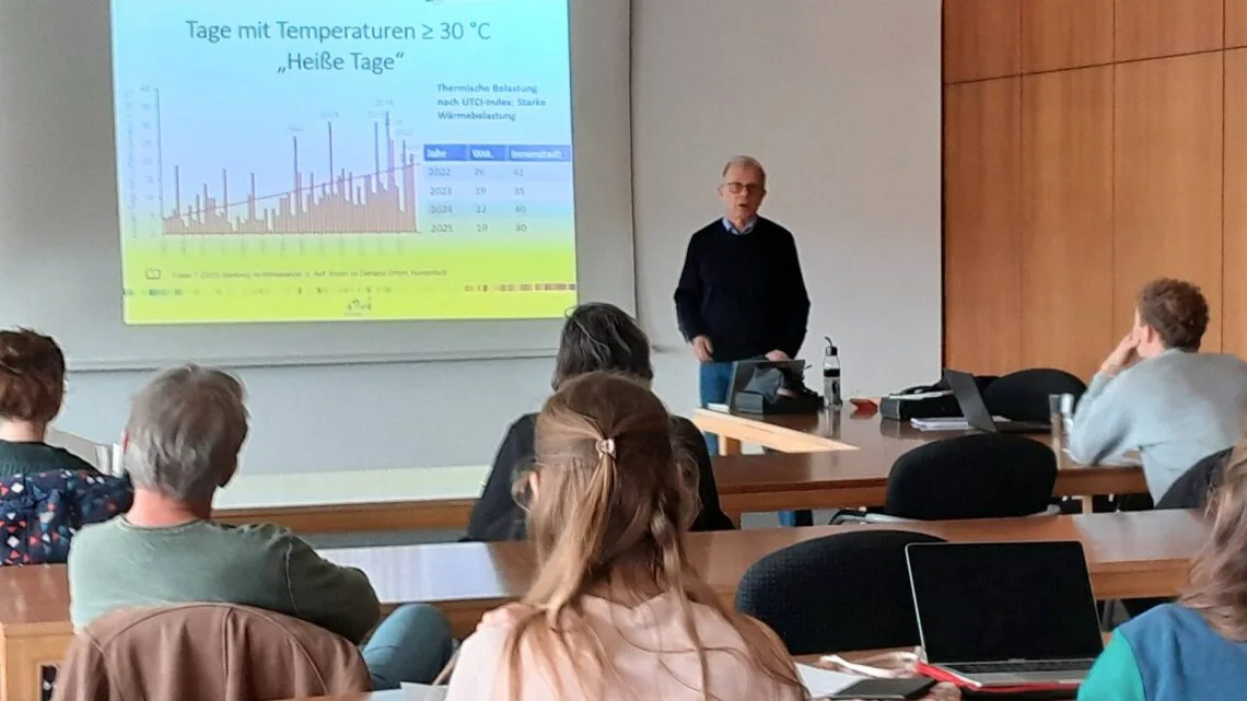Workshop „Klimawandern“ mit Prof. Dr. Thomas
Foken. Quelle: Stadt Bamberg, Ricardo Schreck