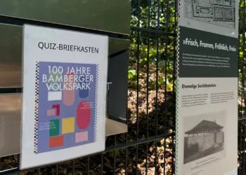 Volkspark-Quiz in Bamberg geht in die Verlängerung 15 Der „Quizbriefkasten“ im Volkspark bleibt noch bis
Ende August geöffnet. Quelle: Baureferat Stadt Bamberg